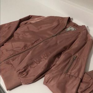 Rose gold bomber jacket